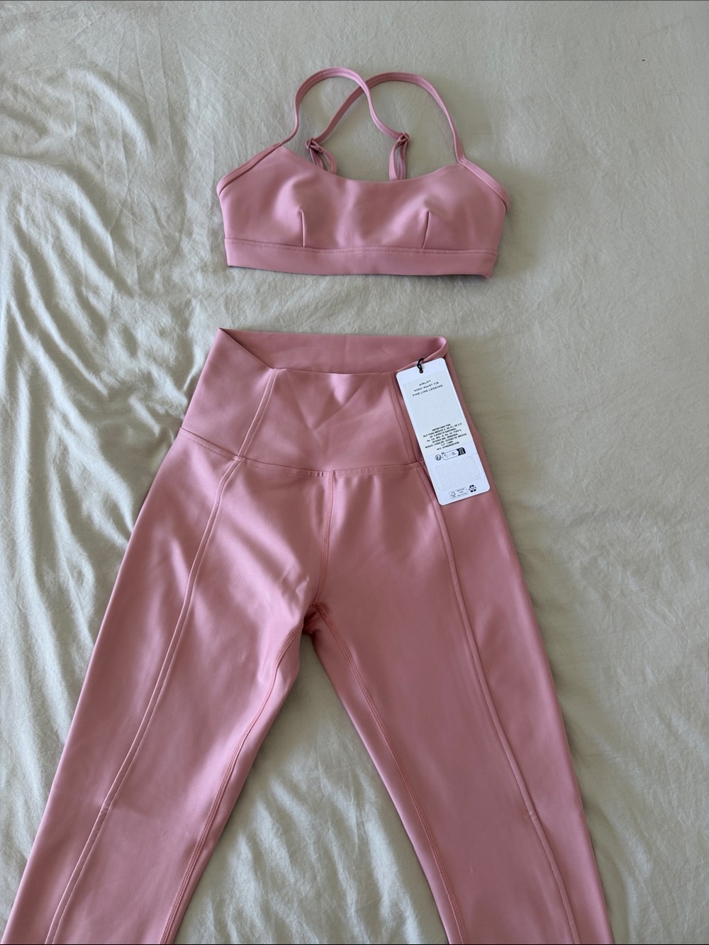 ALO Yoga Dusty Pink Sports Bra & High-Waist Leggings Set